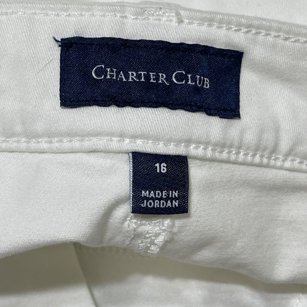 New Charter Club White Denim Shorts Size 16 Bermuda 10" Inseam - Picture 5 of 7
